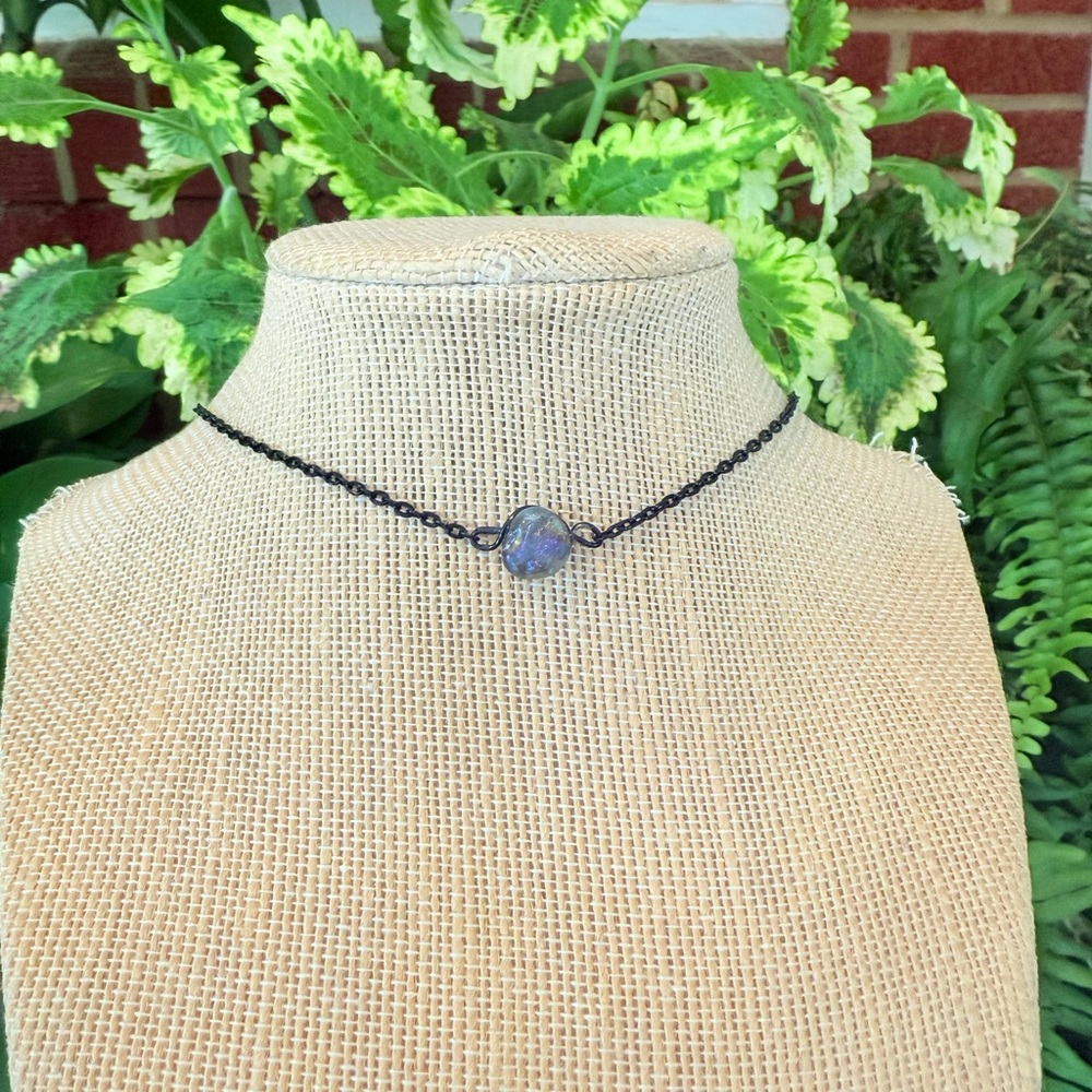 Amazonite set split crystal necklace - Picture 3 of 6